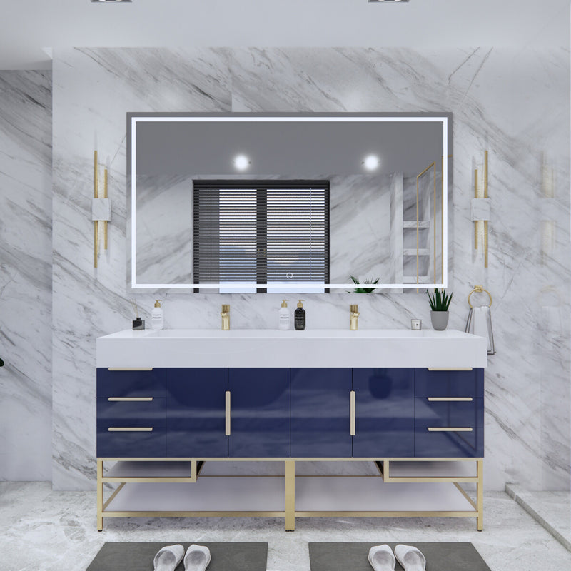 Moreno Bath BETHANYFS72DD Bethany 72'' Freestanding Art Deco Bathroom Vanity Set with Reinforced Acrylic Double Sink Top (72DD) - view 7