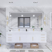 Moreno Bath BETHANY84DD Bethany 84'' Floating Art Deco Bathroom Vanity Set with Reinforced Acrylic Double Sink Top (84DD) - view 7