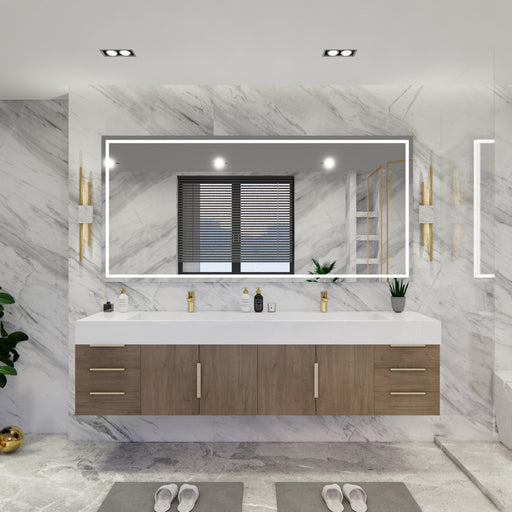 Moreno Bath BETHANY84DD Bethany 84'' Floating Art Deco Double Vanity with Double Sink Top