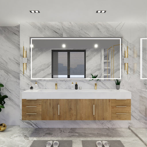 Moreno Bath BETHANY84DD Bethany 84'' Floating Art Deco Bathroom Vanity Set with Reinforced Acrylic Double Sink Top (84DD) - view 2
