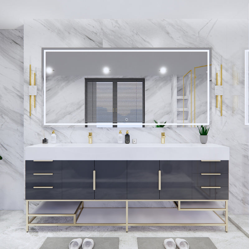 Moreno Bath BETHANYFS84DD Bethany 84'' Freestanding Double Art Deco Vanity Set with Reinforced Acrylic Double Sink Top (84DD) - view 8
