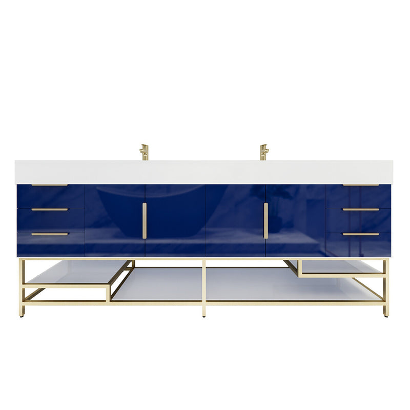 Moreno Bath BETHANYFS84DD Bethany 84'' Freestanding Double Art Deco Vanity Set with Reinforced Acrylic Double Sink Top (84DD) - view 10