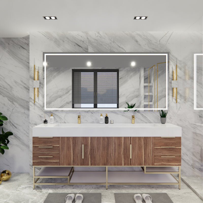 Moreno Bath BETHANYFS84DD Bethany 84'' Freestanding Double Art Deco Vanity Set with Reinforced Acrylic Double Sink Top (84DD) - view 4