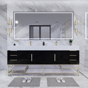 Moreno Bath BETHANYFS84DD Bethany 84'' Freestanding Double Art Deco Vanity Set with Reinforced Acrylic Double Sink Top (84DD) - view 2