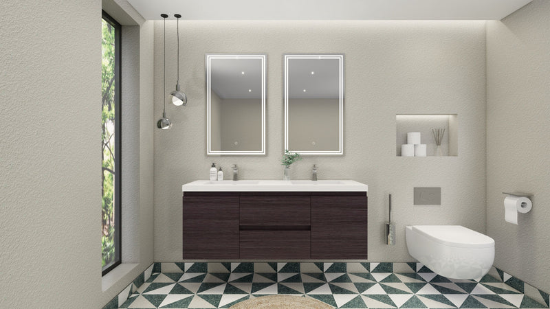 Moreno Bath MOB60D Bohemia Lina 60" Floating Bathroom Vanity with Reinforced Acrylic Double Sink Top - view 5