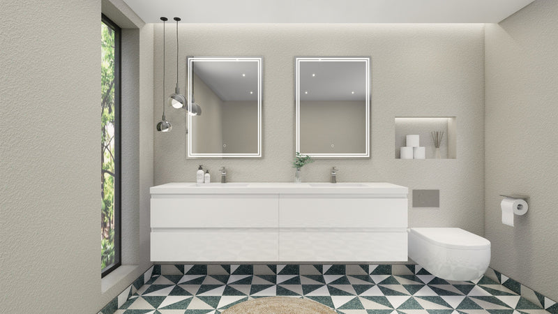 Moreno Bath MOB84D Bohemia Lina 84" Floating Bathroom Vanity with Reinforced Acrylic Double Sink Top - view 6