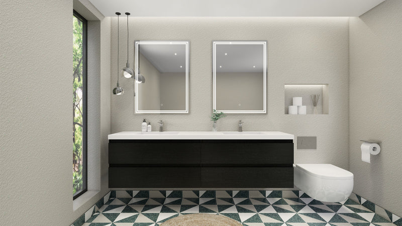 Moreno Bath MOB84D Bohemia Lina 84" Floating Bathroom Vanity with Reinforced Acrylic Double Sink Top - view 5