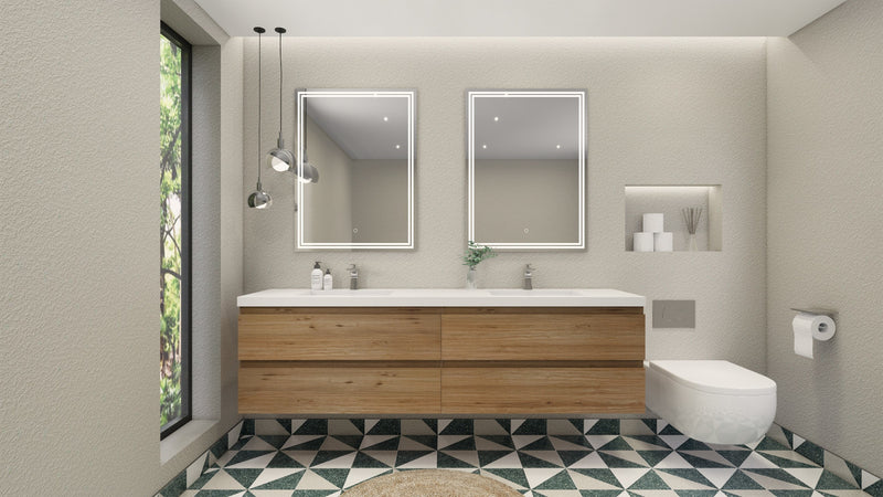 Moreno Bath MOB84D Bohemia Lina 84" Floating Bathroom Vanity with Reinforced Acrylic Double Sink Top - view 3