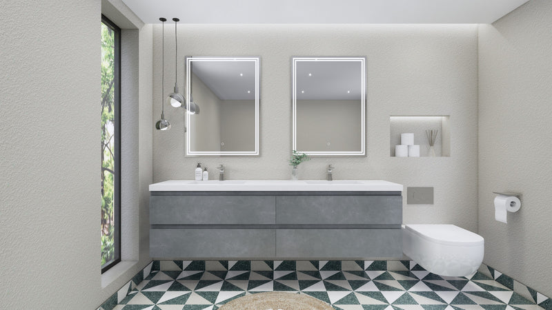 Moreno Bath MOB84D Bohemia Lina 84" Floating Bathroom Vanity with Reinforced Acrylic Double Sink Top - view 7