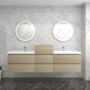 Moreno Bath BOW104DD BOW 104" FLOATING DOUBLE BATHROOM VANITY WITH REINFORCED ACRYLIC DOUBLE SINKS W/MIDDLE SIDE CABINET - view 3