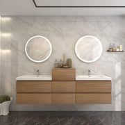 Moreno Bath BOW104DD BOW 104" FLOATING DOUBLE BATHROOM VANITY WITH REINFORCED ACRYLIC DOUBLE SINKS W/MIDDLE SIDE CABINET - view 4