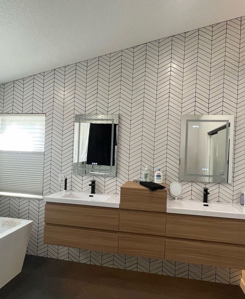Moreno Bath BOW104DD BOW 104" FLOATING DOUBLE BATHROOM VANITY WITH REINFORCED ACRYLIC DOUBLE SINKS W/MIDDLE SIDE CABINET - view 6