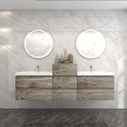 Moreno Bath BOW104DD BOW 104" FLOATING DOUBLE BATHROOM VANITY WITH REINFORCED ACRYLIC DOUBLE SINKS W/MIDDLE SIDE CABINET - view 2