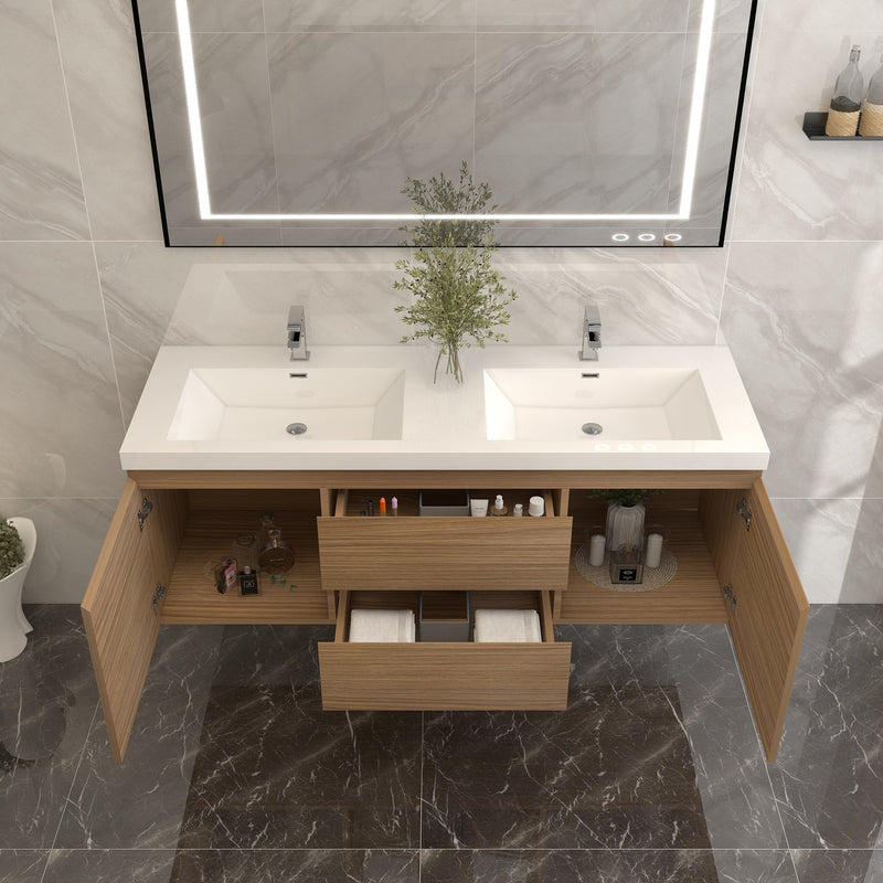 Moreno Bath BOW60D BOW 60" FLOATING BATHROOM VANITY WITH DOUBLE REINFORCED ACRYLIC SINK - view 6