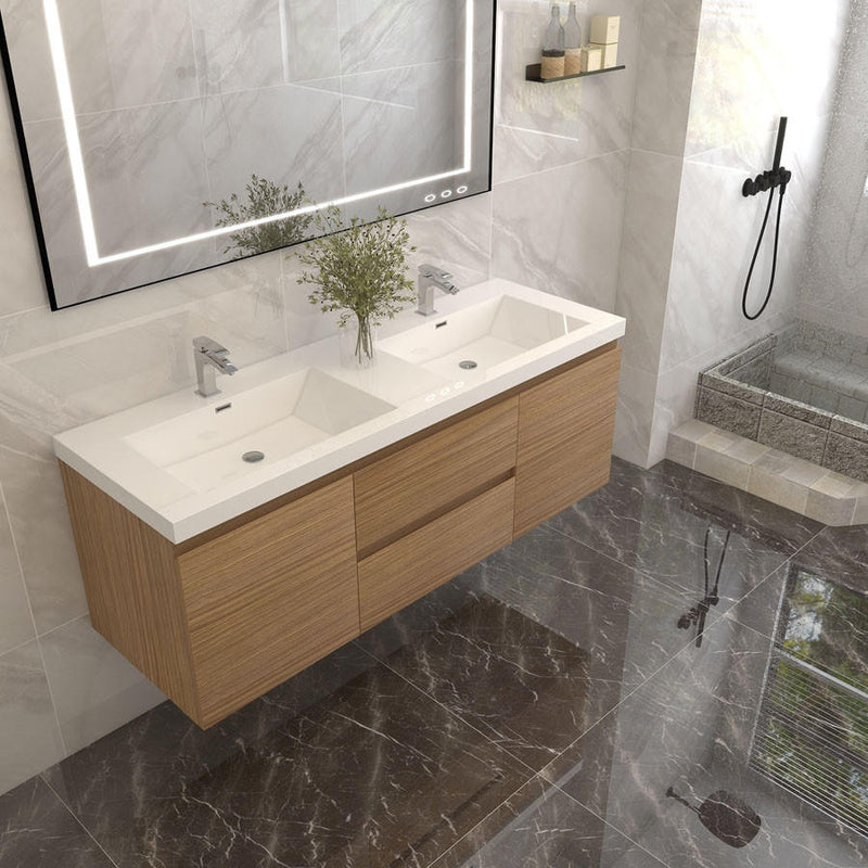 Moreno Bath BOW60D BOW 60" FLOATING BATHROOM VANITY WITH DOUBLE REINFORCED ACRYLIC SINK - view 7