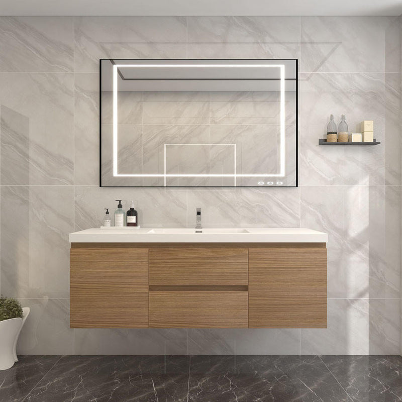 Moreno Bath BOW60 BOW 60" Floating Bathroom Vanity with Reinforced Acrylic Single Sink Top