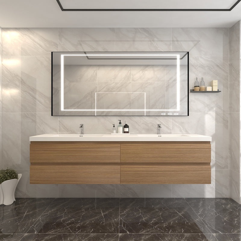 Moreno Bath BOW84 BOW 84" FLOATING BATHROOM VANITY WITH REINFORCED ACRYLIC DOUBLE SINK - view 3
