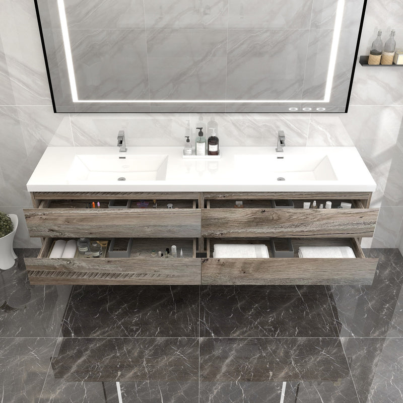 Moreno Bath BOW84 BOW 84" FLOATING BATHROOM VANITY WITH REINFORCED ACRYLIC DOUBLE SINK - view 6