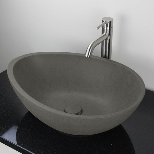 Brant Oval Cast Concrete Vessel Sink - Dark Grey
