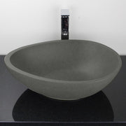 Brant Oval Cast Concrete Vessel Sink - Dark Grey