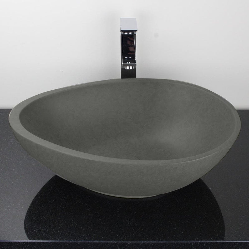 Brant Oval Cast Concrete Vessel Sink - Dark Grey