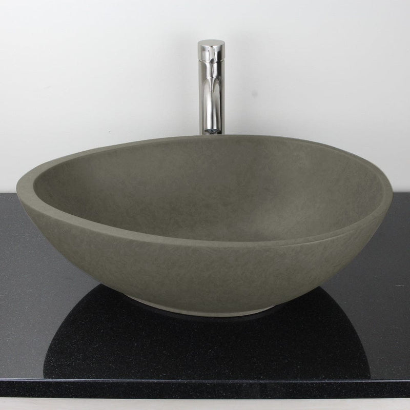 Brant Oval Cast Concrete Vessel Sink - Dark Grey
