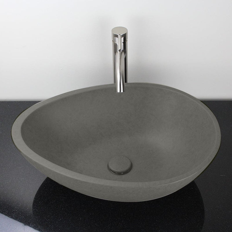 Brant Oval Cast Concrete Vessel Sink - Dark Grey