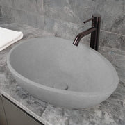 Brant Oval Cast Concrete Vessel Sink - Light Grey