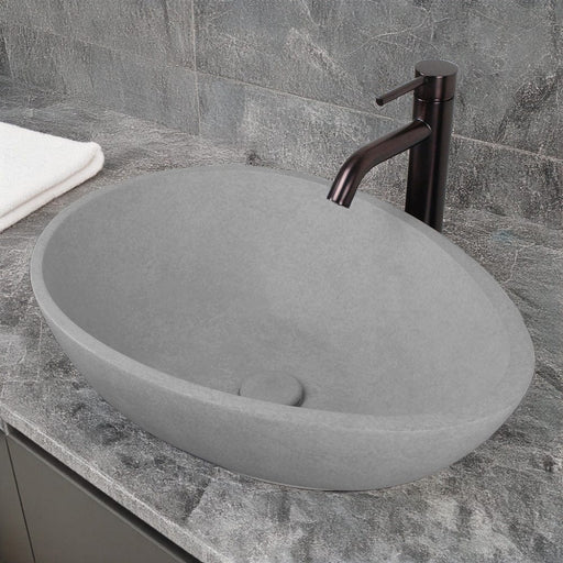 Brant Oval Cast Concrete Vessel Sink - Light Grey