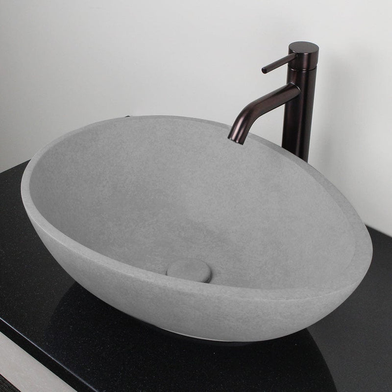 Brant Oval Cast Concrete Vessel Sink - Light Grey