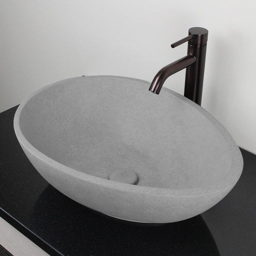 Brant Oval Cast Concrete Vessel Sink - Light Grey
