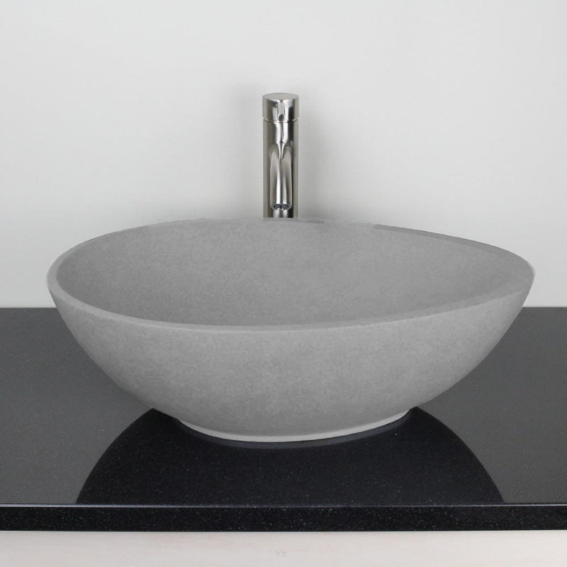 Brant Oval Cast Concrete Vessel Sink - Light Grey