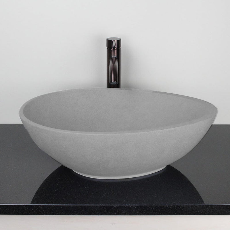 Brant Oval Cast Concrete Vessel Sink - Light Grey