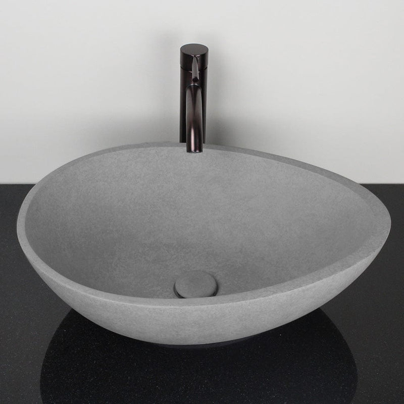 Brant Oval Cast Concrete Vessel Sink - Light Grey