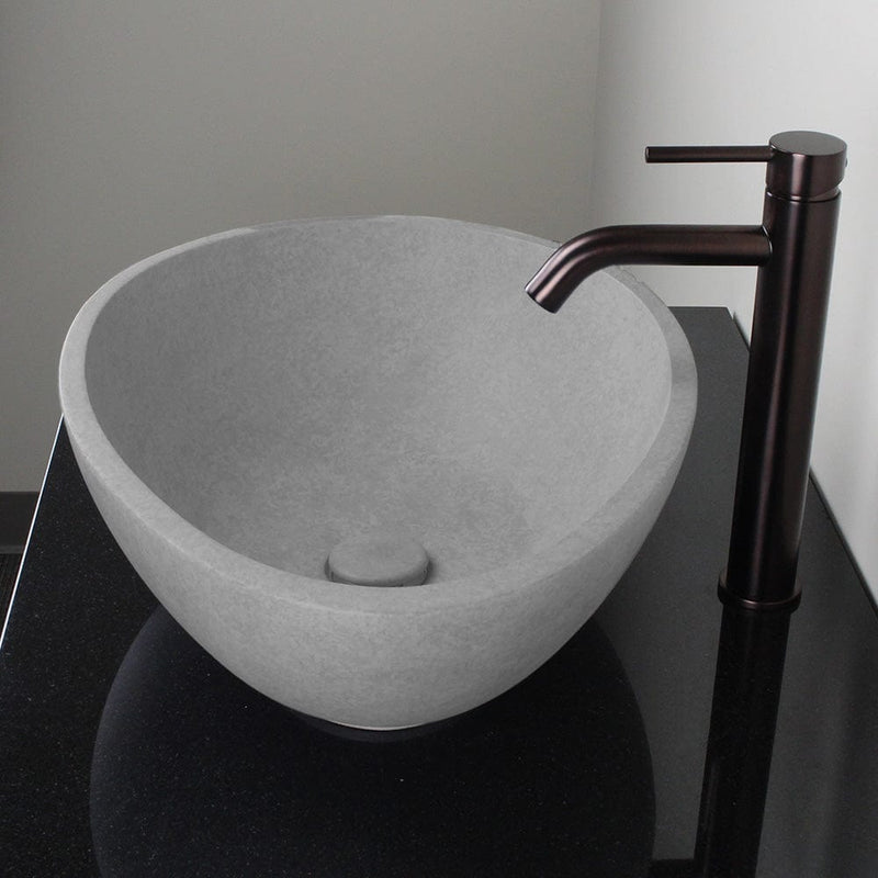 Brant Oval Cast Concrete Vessel Sink - Light Grey
