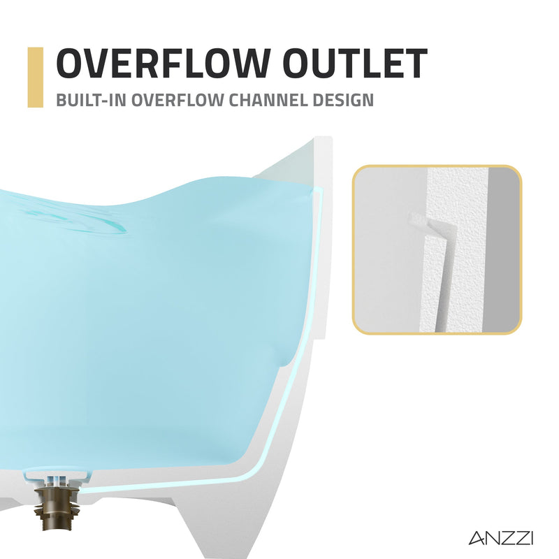 Anzzi FT-AZ516 67 in. x 32 in. Oval Stone Resin Freestanding Bathtub with Headrest