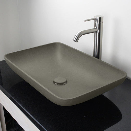 Camrose Rectangular Cast Concrete Vessel Sink - Dark Grey