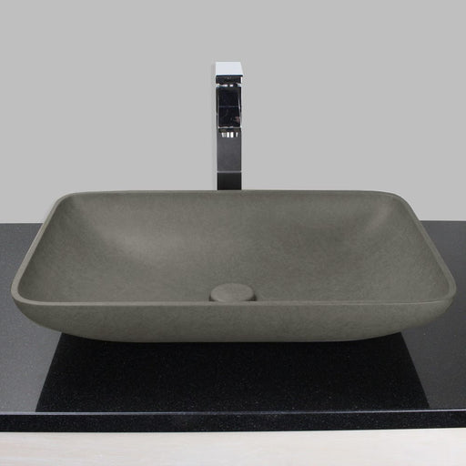 Camrose Rectangular Cast Concrete Vessel Sink - Dark Grey