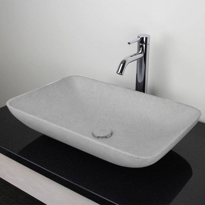 Camrose Rectangular Cast Concrete Vessel Sink - Light Grey
