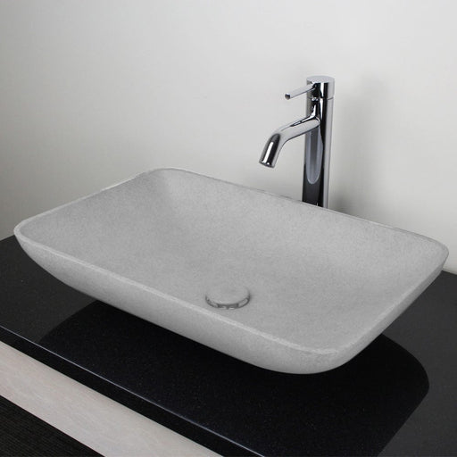 Camrose Rectangular Cast Concrete Vessel Sink - Light Grey