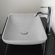Camrose Rectangular Cast Concrete Vessel Sink - Light Grey