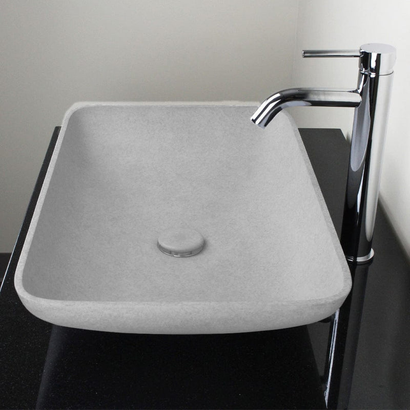 Camrose Rectangular Cast Concrete Vessel Sink - Light Grey