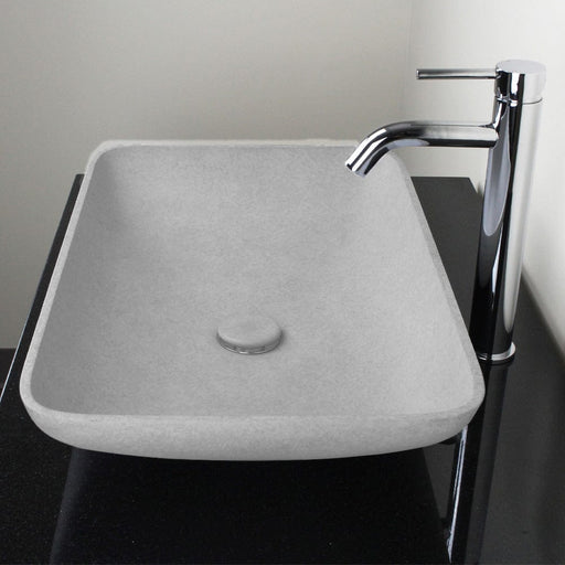 Camrose Rectangular Cast Concrete Vessel Sink - Light Grey
