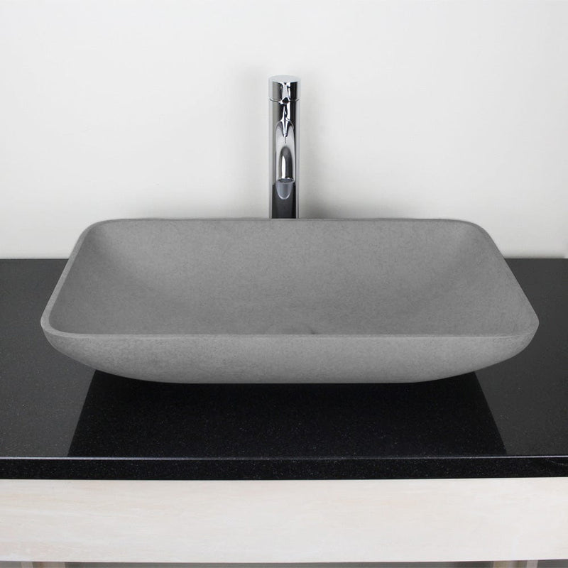 Camrose Rectangular Cast Concrete Vessel Sink - Light Grey