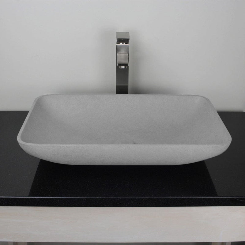 Camrose Rectangular Cast Concrete Vessel Sink - Light Grey