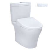 TOTO MW4464726CEMGN#01 WASHLET+ Aquia IV Two-Piece Elongated Dual Flush 1.28 and 0.9 GPF Toilet and Contemporary WASHLET S7 Contemporary Bidet Seat, Cotton White