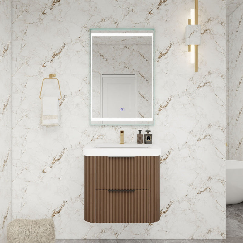 Moreno Bath CELINE-24 Celine 24" Fluted Floating Bathroom Vanity with Acrylic Sink