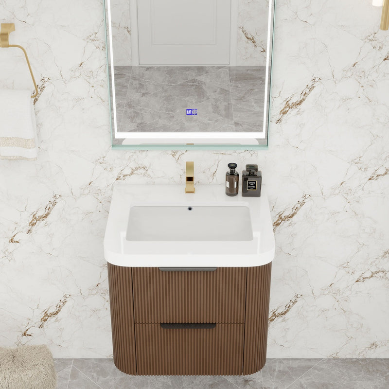 Moreno Bath CELINE-24 Celine 24" Fluted Floating Bathroom Vanity with Acrylic Sink - view 7