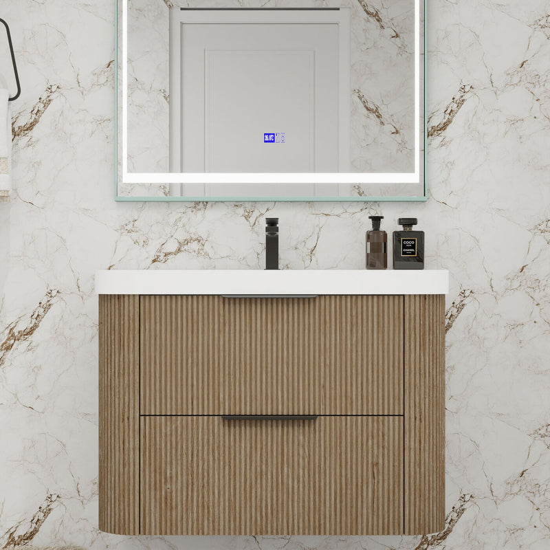 Moreno Bath CELINE-30 Celine 30" Fluted Floating Bathroom Vanity with Reinforced Acrylic Sink