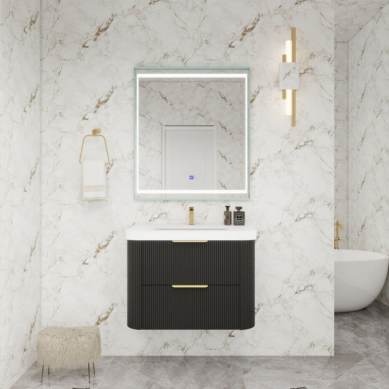 Moreno Bath CELINE-30 Celine 30" Fluted Floating Bathroom Vanity with Reinforced Acrylic Sink